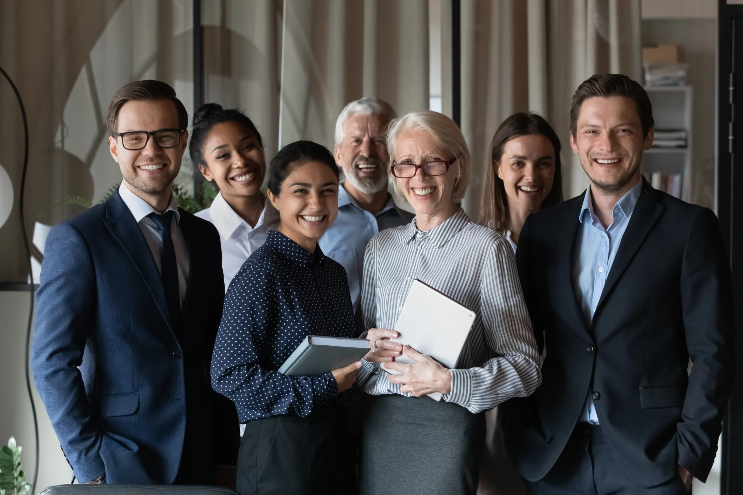 Team meeting of a mixed workforce
