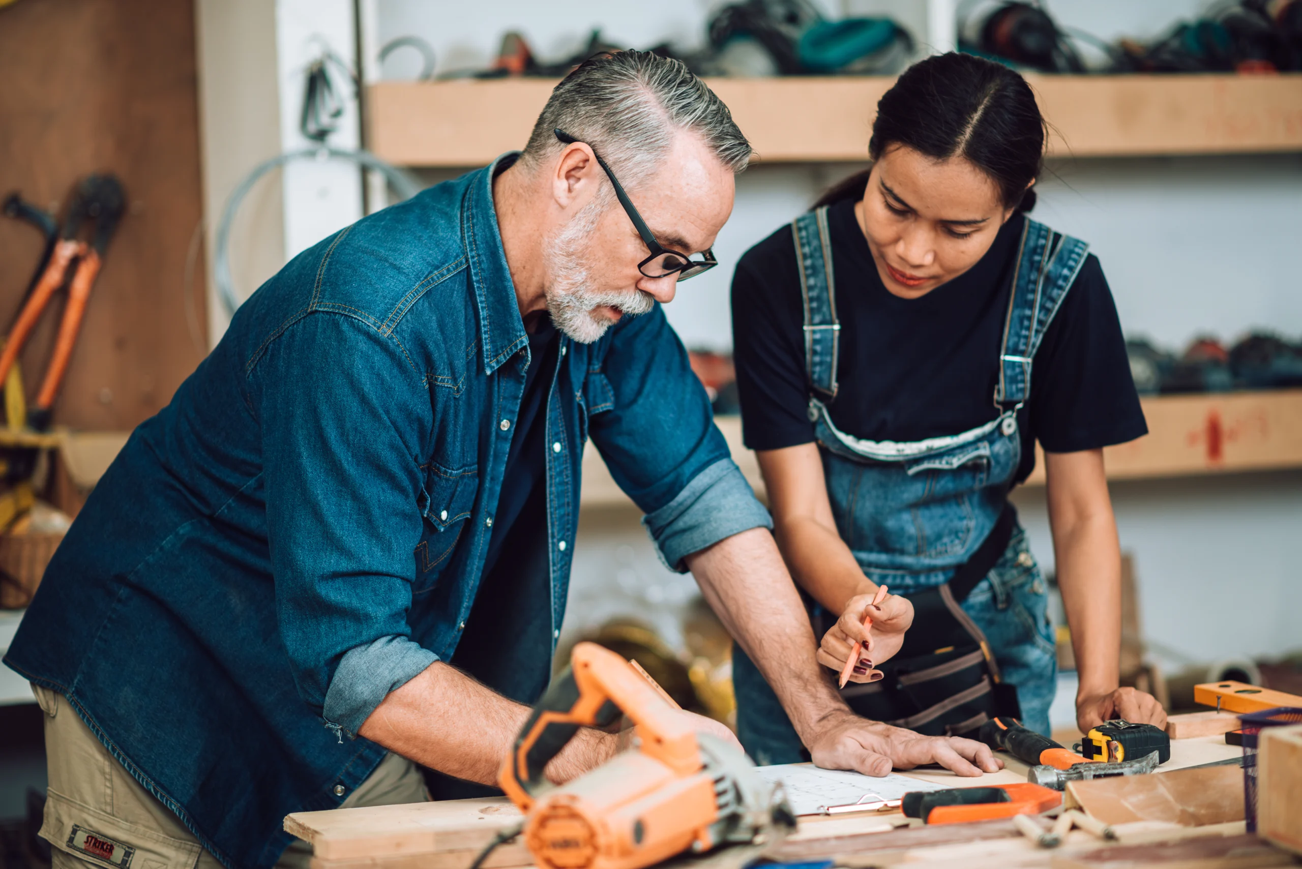 Growing cabinet company team collaborating on a project